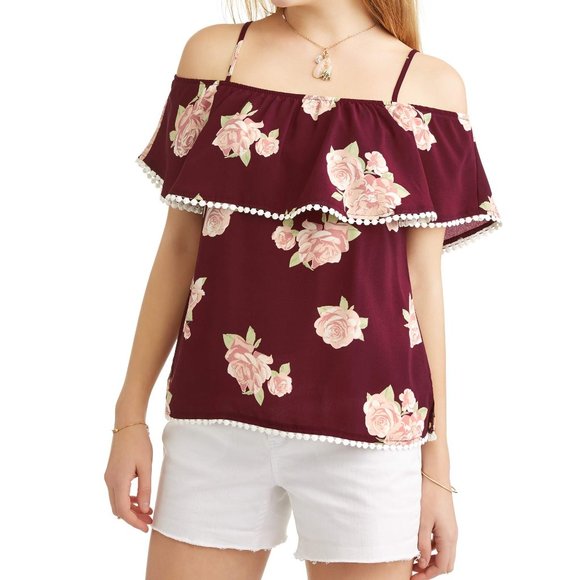 3/$20 Summer Floral Off the Shoulder Top Size Large (Juniors) - Picture 9 of 9